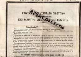 ITALIE . COMMEMORAZIONE DEI MARTIRI DEL 21/22 SETTEMBRE . 1865 - Documents Historiques