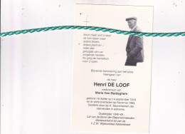 Henri De Loof-Van Maldeghem, Aalter 1916, 1993. Oud-strijder 40-45; Foto - Overlijden