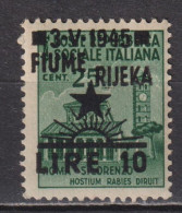 Timbre Neuf** De Yougoslavie Rijeka Fiume  De 1945 YT 5 MI 31 MNH Surcharge Fiume Rijeka - Neufs