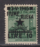 Timbre Neuf** De Yougoslavie Rijeka Fiume  De 1945 YT 5 MI 31 MNH Surcharge Fiume Rijeka - Ongebruikt