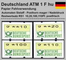 Deutschland Bund ATM 1 F Hu / Fehlverwendung Sielaff Posthornaufdruck Restwertsatz RS1 Postfrisch - Machine Labels [ATM]