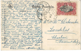 !!! CONGO, CPA DE 1913, DÉPART DU CONGO POUR CHARLEROI (BELGIQUE) - Lettres & Documents
