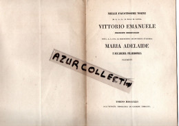 ITALIE . TORINO . POEME . MARIA ADELAIDE . ACCADEMIA FILARMONICA - Documents Historiques