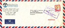 Jordan Registered Air Mail Cover Sent To Denmark Single Franked - Jordanië