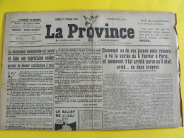 Journal La Province Du 17 Février 1934. émeute Sanglante Paris Nicol Delahaye Franc-maçon - Altri & Non Classificati