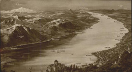 11305016 Lac Leman Genfersee Fliegeraufnahme Chateau De Chillon Montreux Genfers - Sonstige & Ohne Zuordnung