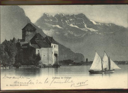 11304986 Chillon Chateau De Chillon Et Dents Du Midi Wallis Genfer See Segelboot - Autres & Non Classés