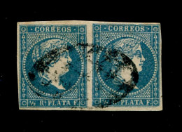 Cuba (1856) 1/2 Real - Paire Isabelle II Non Dentelée - Prephilately