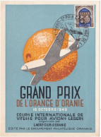 ALGERIE : Blason Oran Sur Carte Du Grand Prix De L'orange D'Oranie - Covers & Documents