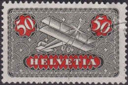 1923 Flugpost Schweiz ⵙ Zum:CH F9, Mi:CH 184x,Yt:CH.PA9, Schwarz/rot, Doppeldecker Flugzeug - Usati