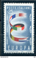 Europa '57 Lire 25 Varietà Carta Spessa - Errors And Curiosities