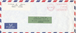 Jordan Air Mail Cover With Red Meter Cancel Sent To Denmark 27-7-1985 Very Nice Cover - Jordanien