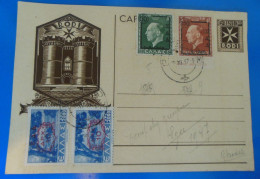 ENTIER POSTAL SUR CARTE + TIMBRES   -  1947 - Postwaardestukken