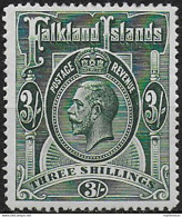 1912 Falkland Islands 3s. Slate Green MNH SG N. 66 - Autres & Non Classés