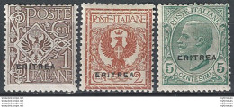 1924 Eritrea Ordinaria 3v. MNH Sassone N. 77/79 - Sonstige & Ohne Zuordnung