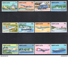 1980 ST. Lucia - Mezzi Di Trasporto - Serie Di 12 Valori - Yvert Tellier N . 494-505 - MNH** - Barcos Polares Y Rompehielos