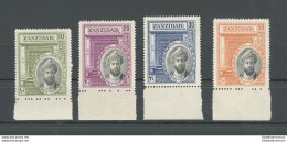 1936 ZANZIBAR - Sultan Khalifa Bin Harub - Stanley Gibbons N. 323-36 - 4 Valori Bordo Di Foglio BASSO - MNH** - Altri & Non Classificati