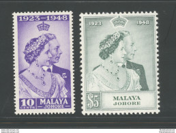 1948 JOHORE - Stanley Gibbons N. 131-32 - Royal Silver Wedding - MNH** - Andere & Zonder Classificatie
