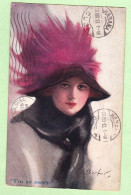 A394 FANTAISIES MODE BELLE FEMME CHAPEAU A PLUMES CHARME  1913 SIGNEE - - Vrouwen