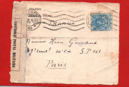 (RECTO / VERSO) MADRID EN 1916 - DEVANT D'ENVELOPPE DU COLEGIO DE SRA DEL PILAR - CONTROLE POSTALE MILITAIRE FR - DOC - Lettres & Documents