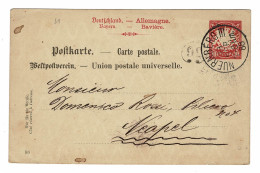 EP E.P. Entier Postale Ganzsache Deutschland Konigreich Bayern Nuernberg 1888 Napoli Postkarte - Postwaardestukken