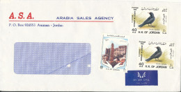 Jordan Cover Sent Air Mail To Denmark Topic Stamps BIRDS No Postmark On Stamps Or Cover - Jordanie