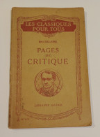 "Pages De Critique", De Baudelaire, Coll. Les Classiques Pour Tous, N°115, Librairie Hatier - 1901-1940