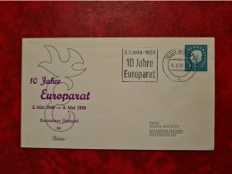 Lettre Allemagne 1959 EUROPARAT 10 JAHRE BONN BESON?DERE STEMPEL - Sonstige & Ohne Zuordnung