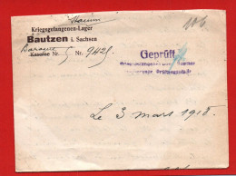 (RECTO / VERSO) LETTRE D' UN PRISONNIER FRANCAIS - KRIEGSGEFANGENER LAGER BAUTZEN - BARAQUE N° 9425 - LE 03/03/1918 - Brieven En Documenten