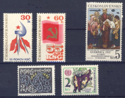 1976-Cecoslovacchia (MNH=**) 3 Serie 5 Valori Campagna Contro Il Fumo, Guernica, - Altri & Non Classificati
