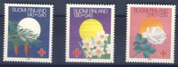 1988-Finlandia (MNH=**) Serie 3 Valori Fiori, Croce Rossa - Other & Unclassified