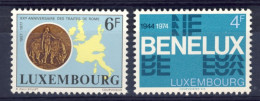 1974/77-Lussemburgo (MNH=**) 2 Serie 2 Valori Unione Doganale Benelux, Anniversa - Altri & Non Classificati