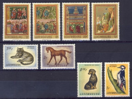 1961/71-Lussemburgo (MNH=**) 2 Serie 8 Valori Protezione Animali, Picchio, Gatto - Andere & Zonder Classificatie