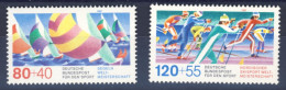 1987-Germania (MNH=**) Serie 2 Valori Sci Di Fondo, Barche A Vela - Sonstige & Ohne Zuordnung