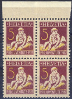 1927-Svizzera (MNH=**) Quartina 5c. Orfano Pro Juventute - Otros & Sin Clasificación