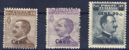 1912-Caso (MNH=**) 40c.+50c.+20/15c. Effige Vittorio Emanuele Catalogo Sassone E - Egeo (Caso)