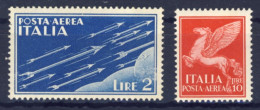 1930/2-Italia (MNH=**) Posta Aerea L.2 + L.10 Imperiale - Nuovi