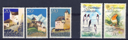 1986-Liechtenstein (MNH=**) 2 Serie 5 Valori Europa,castello Di Vaduz - Nuovi