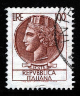 1979-Italia (O=used) L.100 Siracusana Filigrana Stelle II°non Fluorescente (cat. - 1946-60: Oblitérés