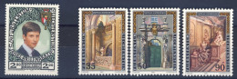 1987-Liechtenstein (MNH=**) 2 Serie 4 Valori Anniversario Francobolli, Palazzo M - Unused Stamps