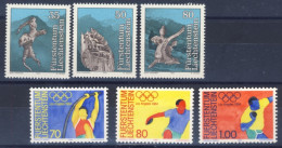 1984-Liechtenstein (MNH=**) 2 Serie 6 Valori Leggende, Olimpiadi Di Los Angeles - Nuovi