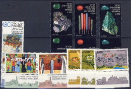 1979/83-Israele (MNH=**) 4 Serie 9 Valori Disegni Infanzia,gemme Smeraldo Zaffir - Other & Unclassified