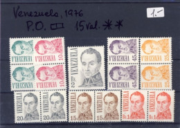 1976-Venezuela (MNH=**) Lotto Di 15 Valori Bolivar - Venezuela
