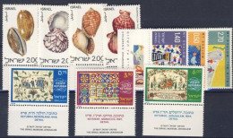 1977/78-Israele (MNH=**) 3 Serie 10 Valori Conchiglie,disegni Infanzia,opere Mus - Sonstige & Ohne Zuordnung