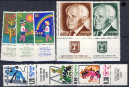 1974/75-Israele (MNH=**) 3 Serie 8 Valori Con Bandeletta Ben Gurion,antinfortuni - Sonstige & Ohne Zuordnung
