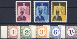 1958/59-Ghana (MNH=**) 2 Serie 5 Valori Segnatasse, Lincoln - Ghana (1957-...)