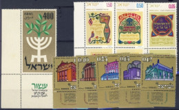 1958/71-Israele (MNH=**) 3 Serie 9 Valori Antiche Sinagoghe,Shabuoth,menorah E R - Autres & Non Classés