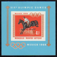 1968-Mongolia (MNH=**) Foglietto S.1v.non Dentellato " Olimpiadi Di Mexico" - Mongolië