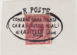 1912-Egeo Rodi (O=used) Leoni C.10 Con Annullo Comando Della Tenenza Carabinieri - Egeo (Rodi)