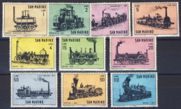 1964-San Marino (MNH=**) S.10v."storia Della Locomotiva" - Nuovi